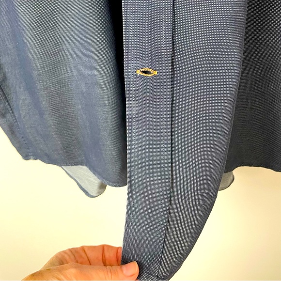 Cutter & Buck Dress Shirt Button Down Collar Short Sleeves Blue and White XXL - Picture 5 of 10